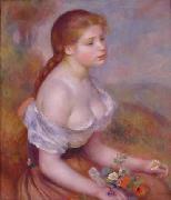 Pierre Renoir Young Girl With Daisies oil painting on canvas